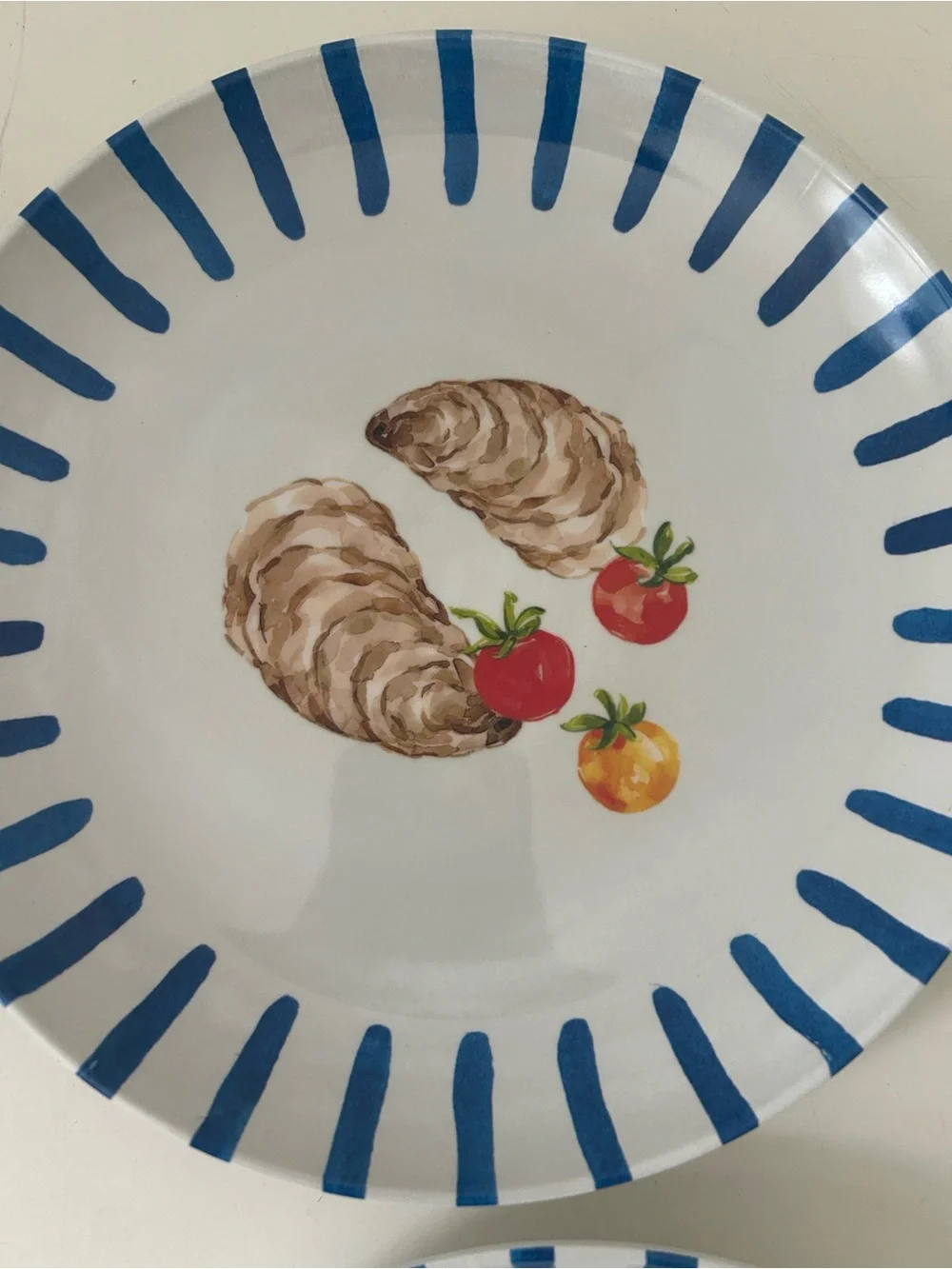 4 NEW Coastal Blue-Trim White Lobster Melamine Salad Plates